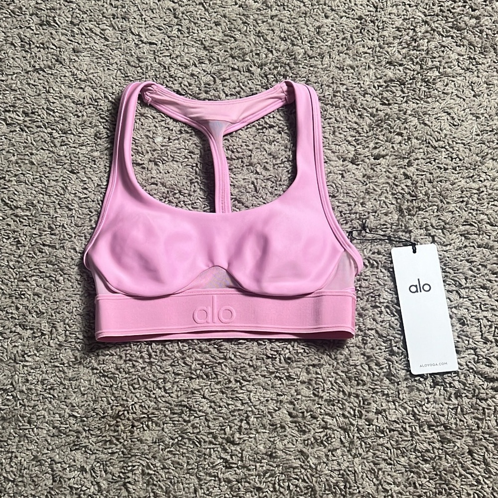 Alo candy heart pink airlift rebel bra size XXS NWT